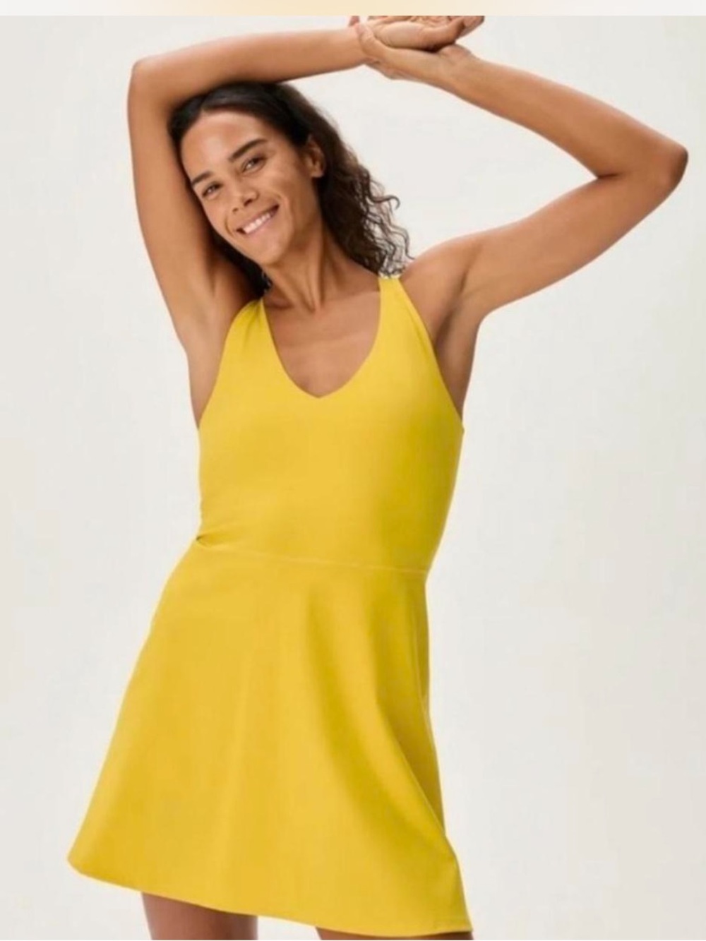 Outdoor Voices Yellow V-Neck Sleeveless A-Line Dress size XL